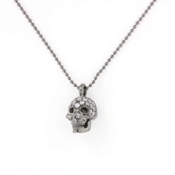 Collier Oro Brunito Teschio Pavè Diamanti Crivelli