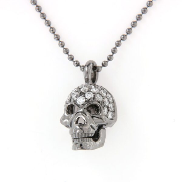 Collier Oro Brunito Teschio Pavè Diamanti Crivelli - immagine 5