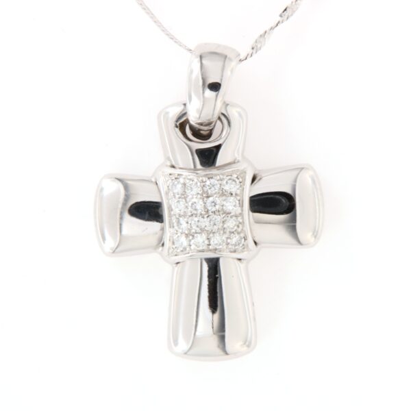 Collier Oro Bianco Croce Pavè Diamanti Chimento - immagine 5