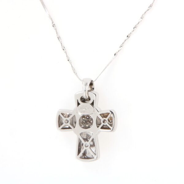Collier Oro Bianco Croce Pavè Diamanti Chimento - immagine 4