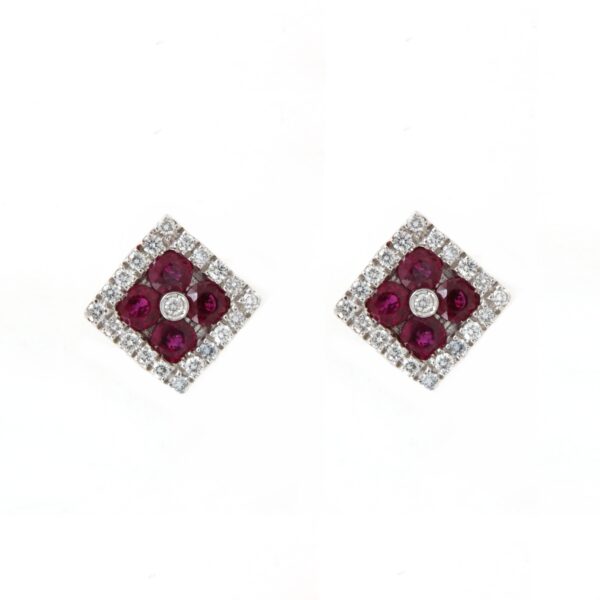 Orecchini Fiore Oro Rubino Diamante Crivelli