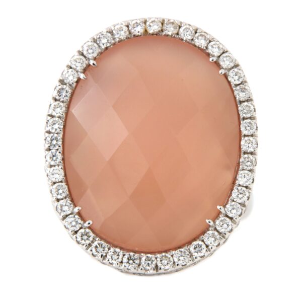 Anello Oro Bianco Calcedonio Diamanti Crivelli - immagine 4
