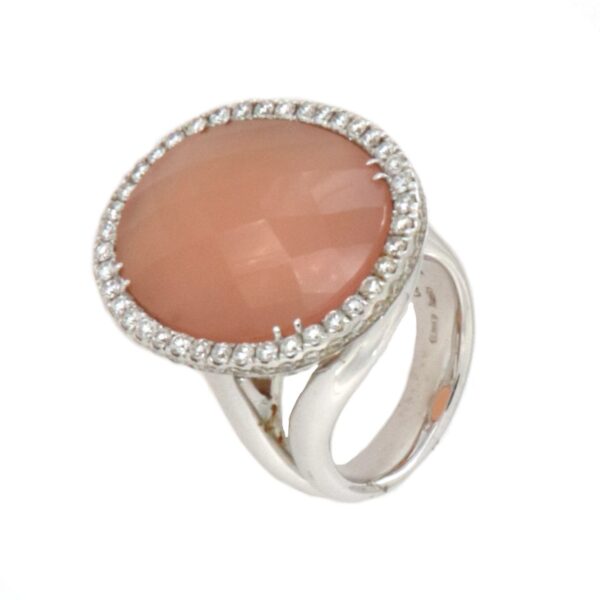 Anello Oro Bianco Calcedonio Diamanti Crivelli - immagine 7