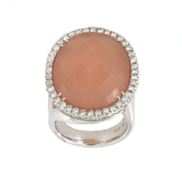 Anello Oro Bianco Calcedonio Diamanti Crivelli