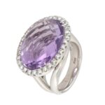 Anello Oro Bianco Ametista Diamanti Crivelli - immagine 6