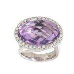 Anello Oro Bianco Ametista Diamanti Crivelli