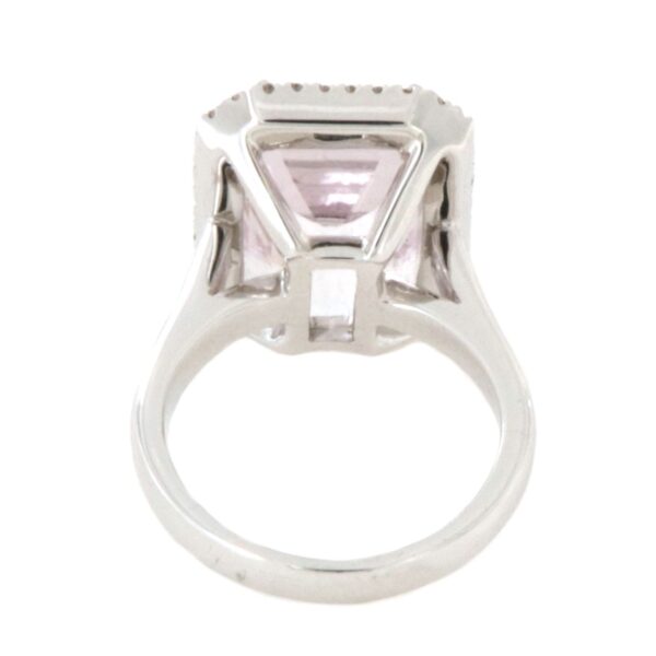 Anello Oro Bianco Kunzite Pavè Diamanti Crivelli - immagine 4