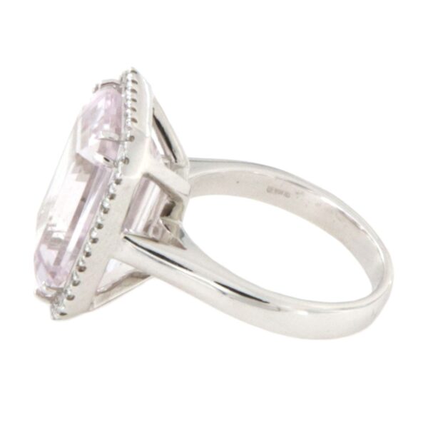 Anello Oro Bianco Kunzite Pavè Diamanti Crivelli - immagine 5