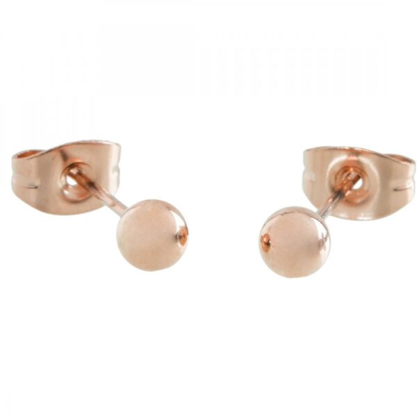 Orecchini a lobo in acciaio rosé a sfera 4 mm