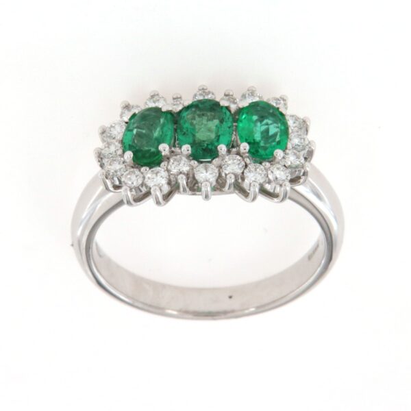 Anello contorno smeraldo e diamanti Crivelli