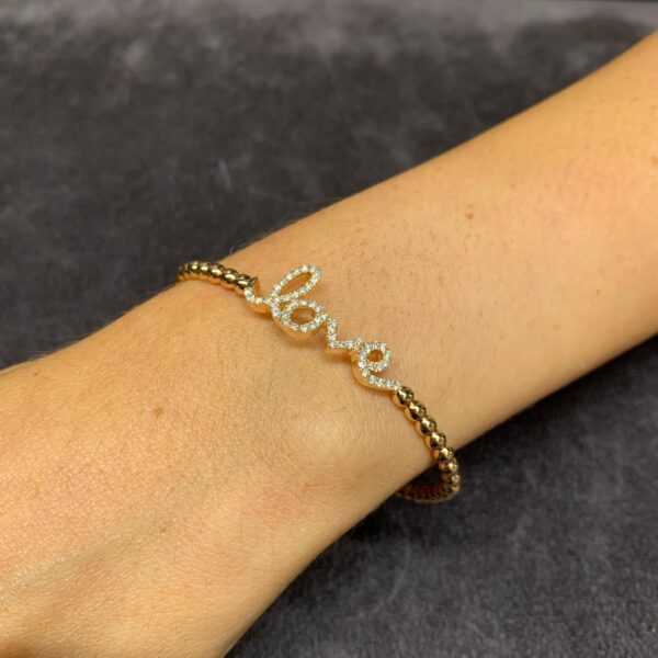 Bracciale oro rosa scritta love Crivelli ct. 0,430 - immagine 2
