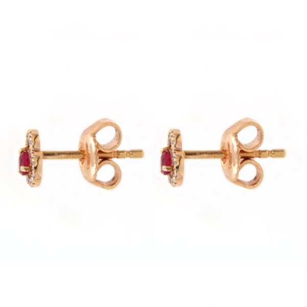 Orecchini Cuore Oro Rosa Rubino Diamanti Crivelli - immagine 3