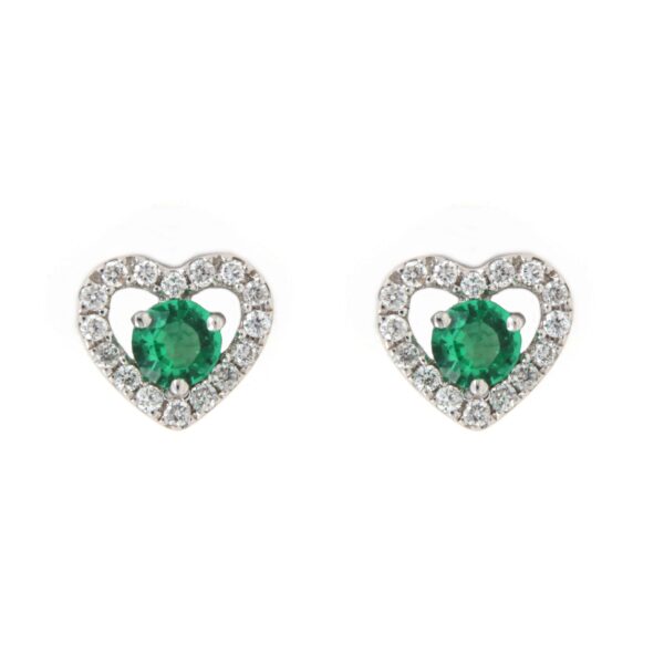 Orecchini Cuore Oro Smeraldo Diamanti Crivelli