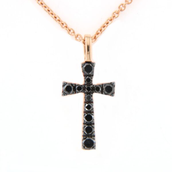 Collier Croce Oro Rosa Diamanti Neri Crivelli - immagine 5