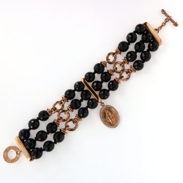 Bracciale Con Medaglia E Sfere Di Onice Vanto