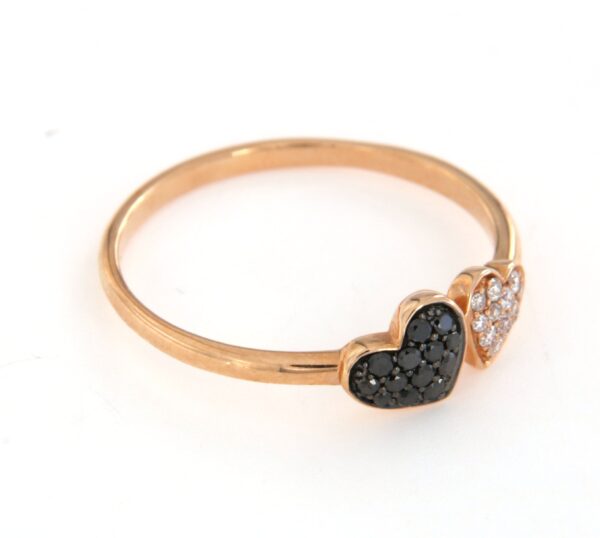 Anello cuori diamanti bianchi e neri Crivelli - immagine 3