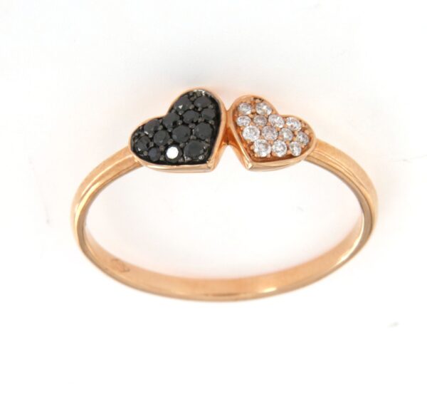 Anello cuori diamanti bianchi e neri Crivelli