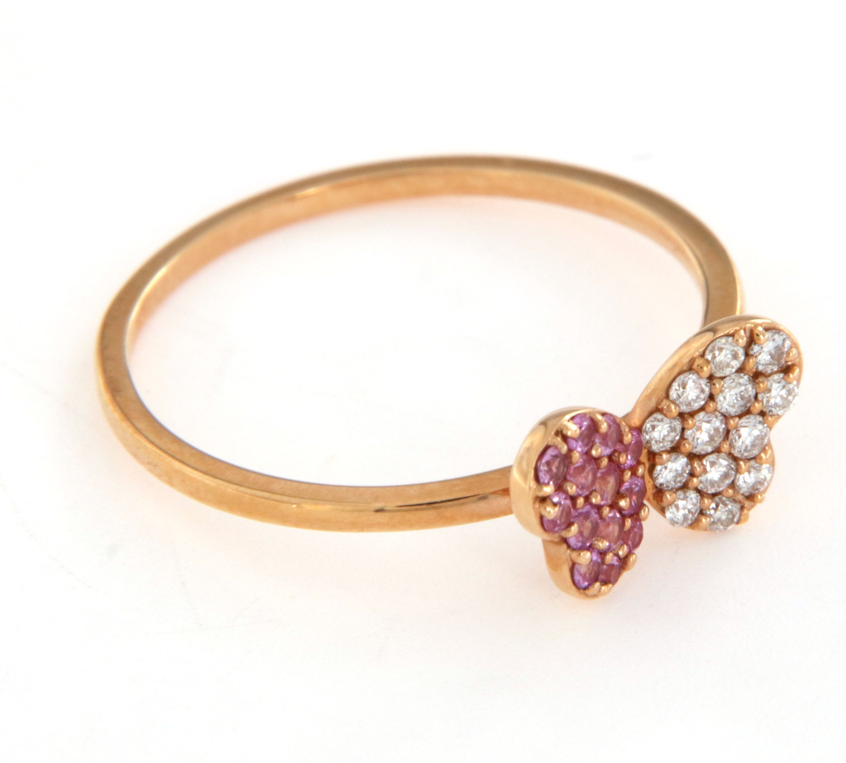Anello farfalla zaffiri rosa e diamanti Crivelli - immagine 3
