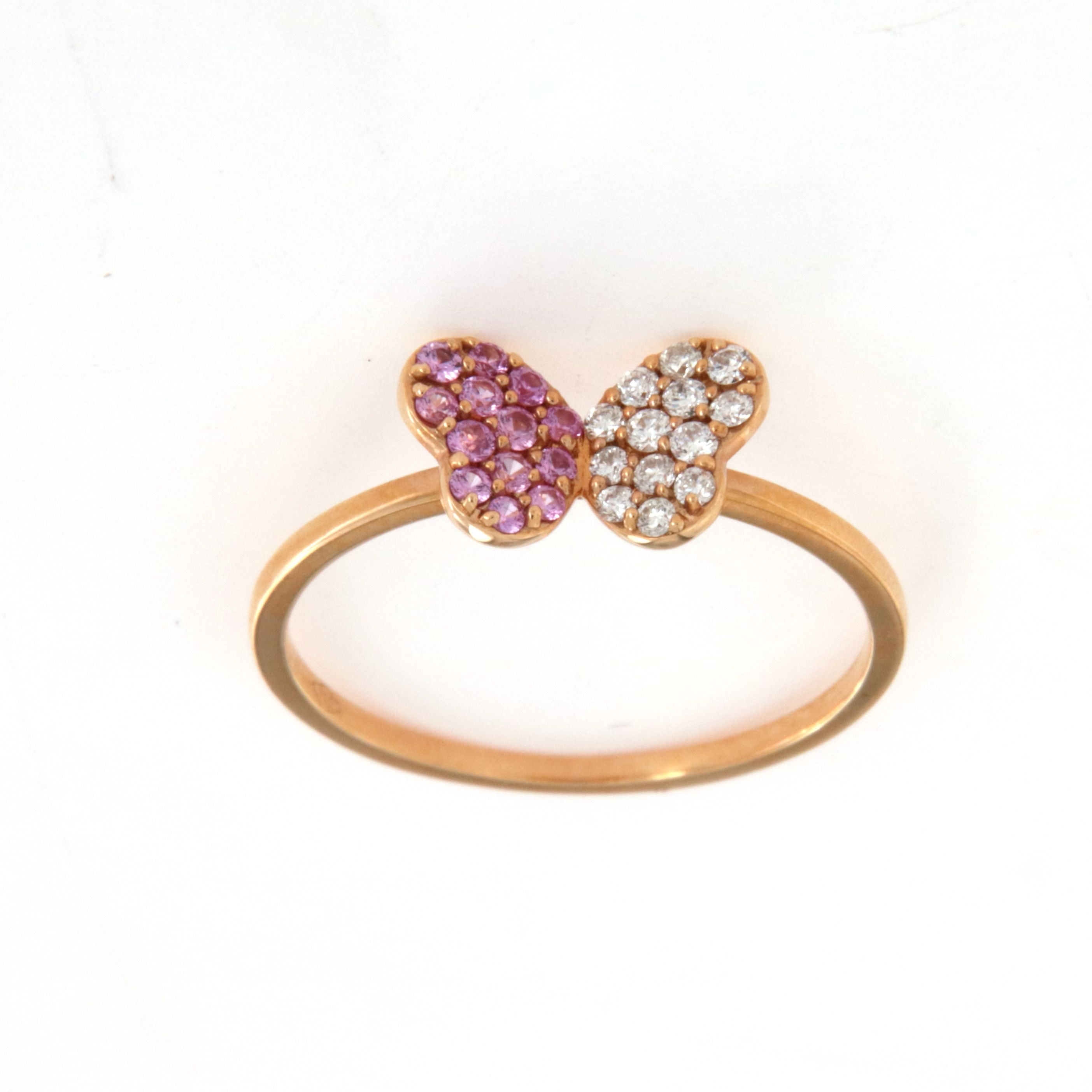 Anello farfalla zaffiri rosa e diamanti Crivelli