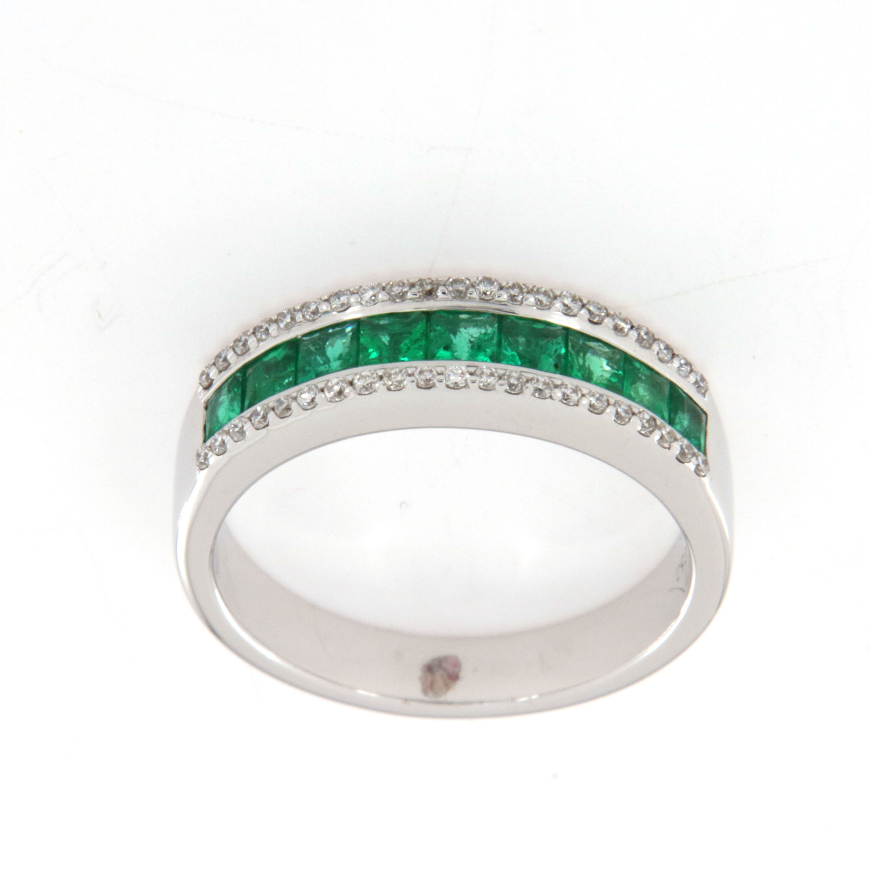 Anello riviera smeraldo diamanti Crivelli