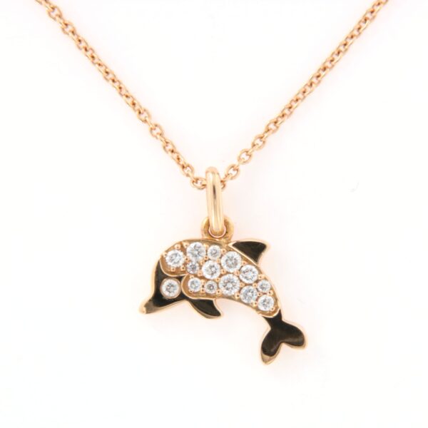 Collier Oro Giallo Delfino Diamanti Crivelli