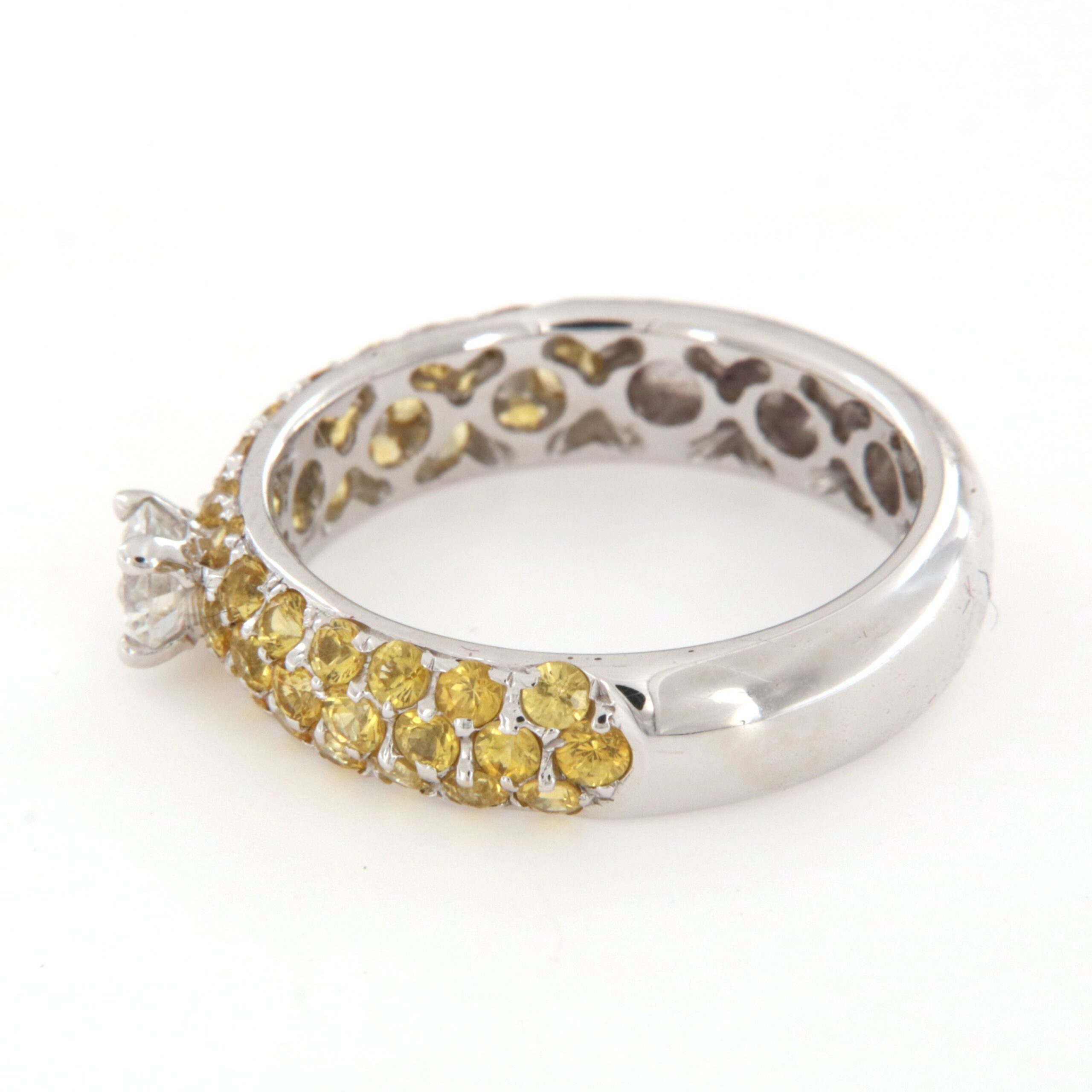 Anello Donna Fascia Con Diamante Simulato 2 Ct – Placcato Oro Giallo 14k Su Argento 925 – Ghosh_Design