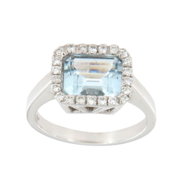 Anello Crivelli Acquamarina Oro Pavè Diamanti