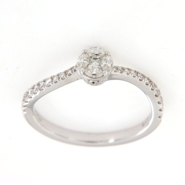 Anello Solitario Con Pavè Diamanti Crivelli