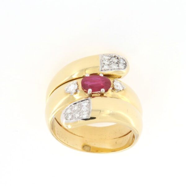 Anello Serpente Rubino Diamanti Pavè Crivelli