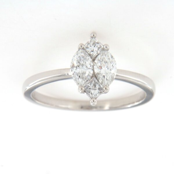 Anello Diamanti Navette Princess Crivelli Oro
