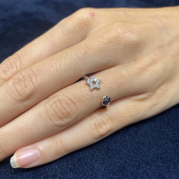 Anello in oro bianco 18 kt Cuore Stella Diamanti - immagine 3