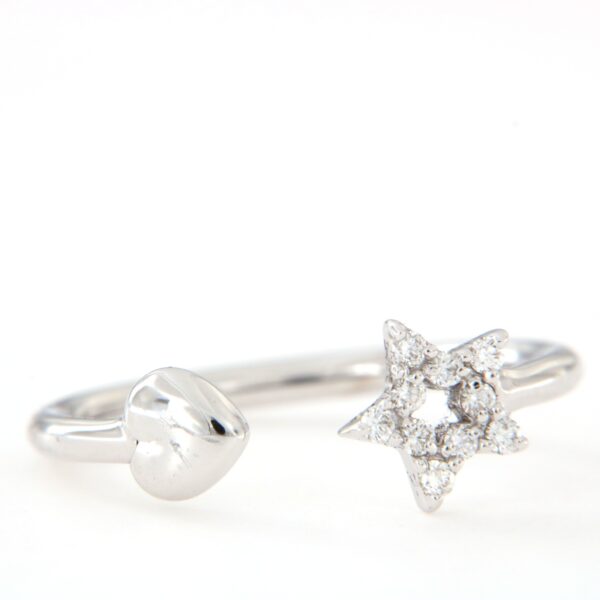 Anello in oro bianco 18 kt Cuore Stella Diamanti - immagine 4