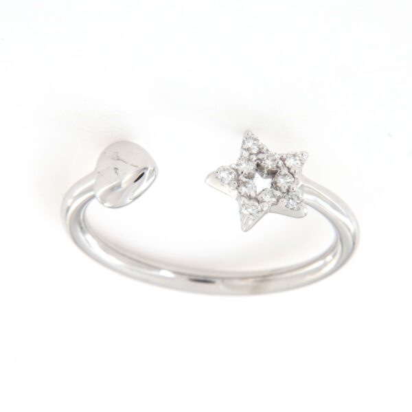 Anello in oro bianco 18 kt Cuore Stella Diamanti