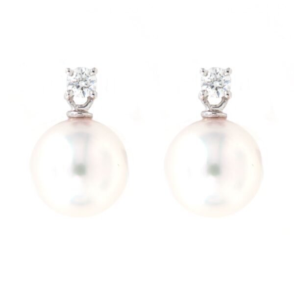 Orecchini Oro Perle  8,5-9mm Diamanti Crivelli