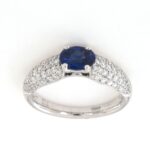 Anello Solitario Zaffiro Blu Pavè Diamanti Crivell