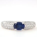 Anello Solitario Zaffiro Blu Pavè Diamanti Crivell - immagine 3