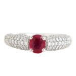 Anello Solitario Rubino Pavè Diamanti Crivelli - immagine 6
