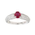 Anello Solitario Rubino Pavè Diamanti Crivelli