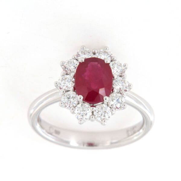 Anello Rubino Contorno Diamanti Crivelli