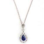 Collier oro bianco 18 kt Zaffiro Blu  e Diamanti - immagine 3