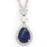 Collier oro bianco 18 kt Zaffiro Blu  e Diamanti - immagine 5