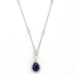 Collier oro bianco 18 kt Zaffiro Blu  e Diamanti