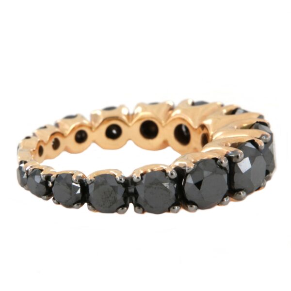 Anello oro giallo 18 kt girodito diamanti neri - immagine 3