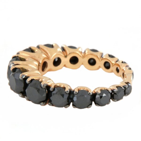 Anello oro giallo 18 kt girodito diamanti neri - immagine 5