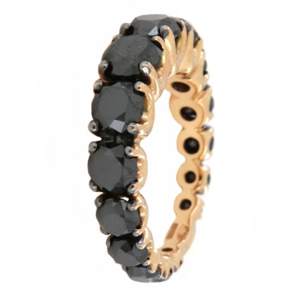 Anello oro giallo 18 kt girodito diamanti neri - immagine 6
