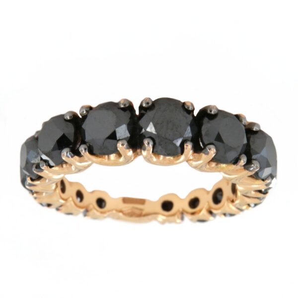 Anello oro giallo 18 kt girodito diamanti neri
