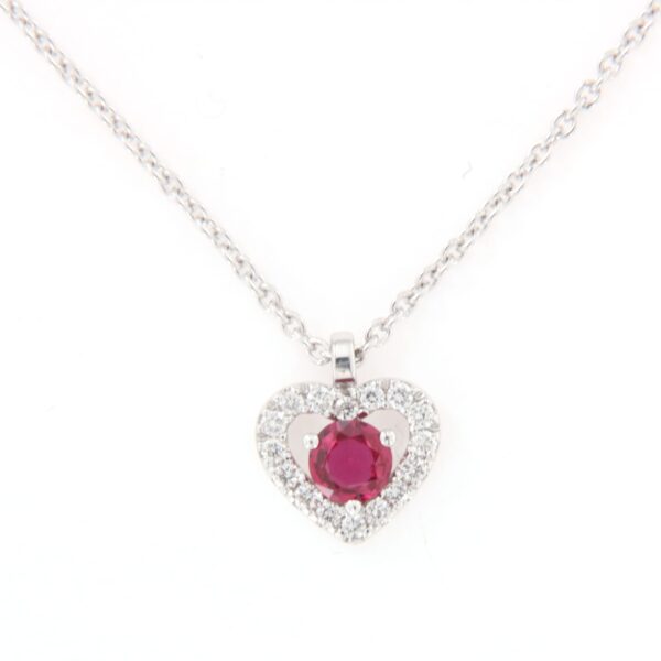 Collier Cuore Rubino Diamanti Crivelli