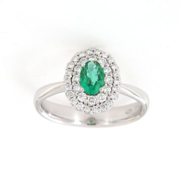 Anello Smeraldo Contorno Diamanti Crivelli