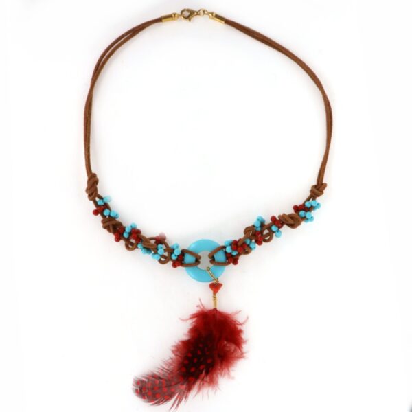 Collana Corallo Rosso Turchese Piuma Giodoro