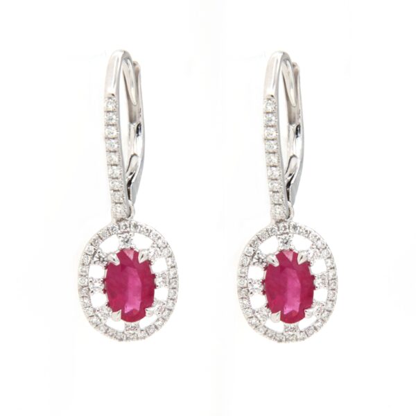 Orecchini oro bianco 18 kt  Rubini e Diamanti